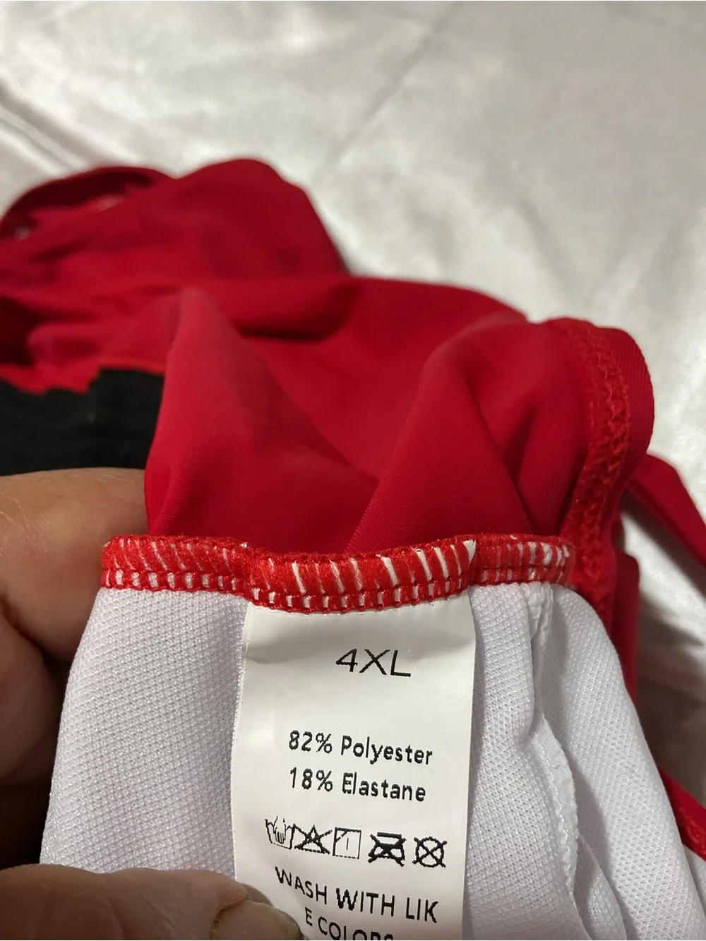 Red One-Shoulder Swimsuit with Gold Accent